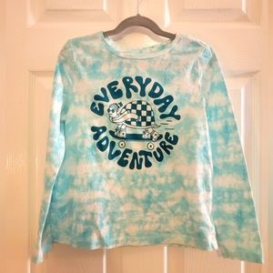 Old Navy aqua and white tie dye long sleeved shirt girls size 10/12